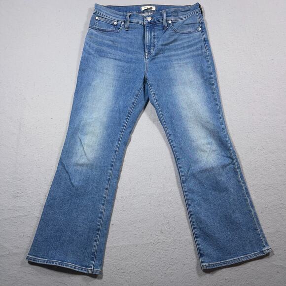 Madewell Jeans Women Size 30 Blue‎ Mid-Rise Kick Out Stretch Denim Bootcut - Picture 1 of 10
